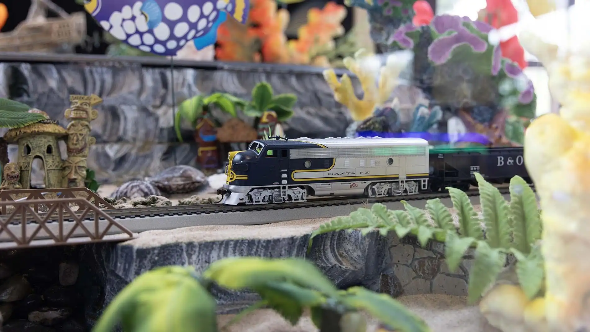 Miniature train display.